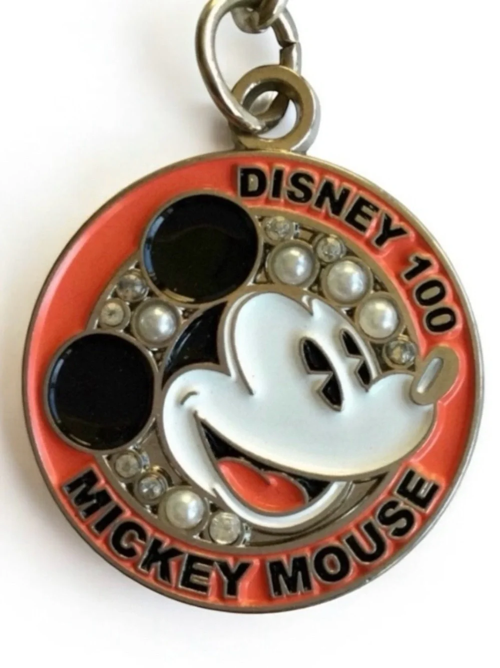 Disney 100 Anniversary Mickey Mouse Enamel Pearl Bag Charm Keychain – NWOT